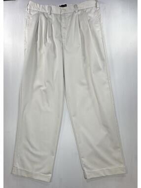 Izod Pleated Cuffed Straight American Chinos Beige Men 34/30